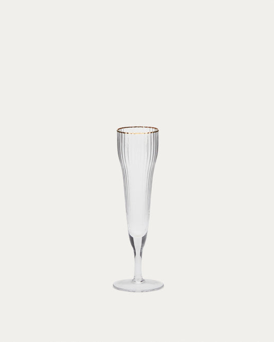 Ayan champagne flute in transparent glass, with gold marking, 19 cl
