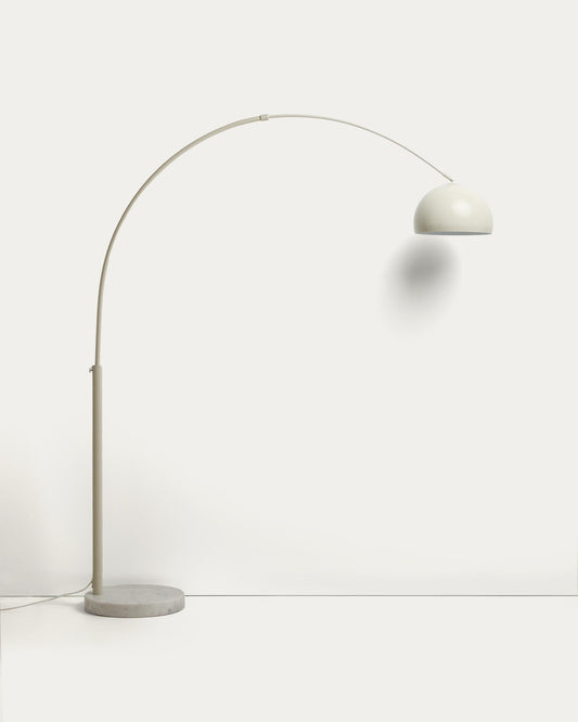 Madali floor lamp made of steel with white finish and white marble