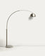Madali floor lamp in steel with brushed silver finish and white marble