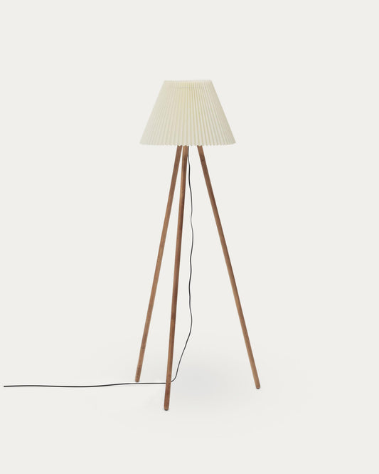 Benicarlo floor lamp in solid rubber wood with a natural beige finish