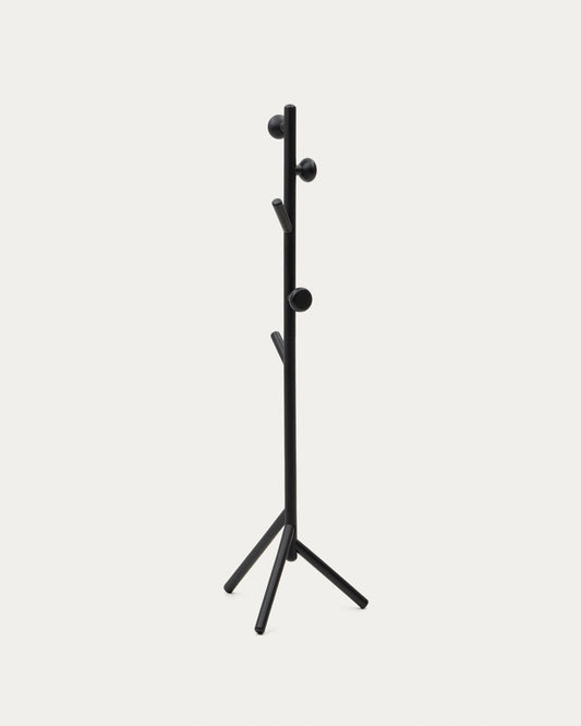 Nadue coat rack in solid beech wood with black finish 170 cm