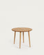 Oqui round extendable table in MDF oak veneer and solid wood legs, 90 (170) x 90 cm