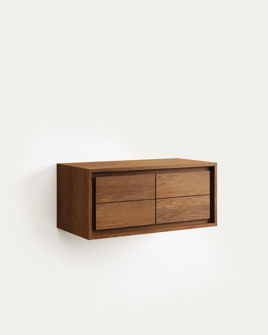 Kenta bathroom furniture in solid teak wood with walnut finish, 90 x 45 cm