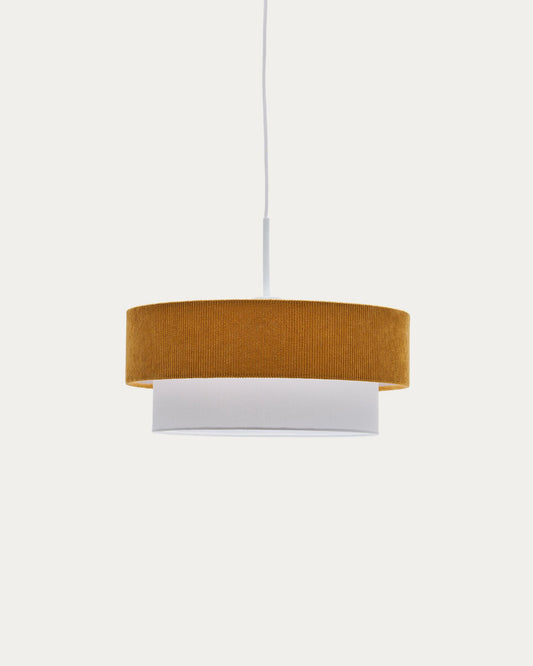 Bianella ceiling lamp made of cotton and mustard, Ø 40 cm