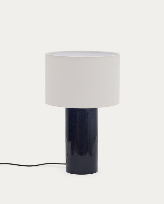 toneric ceramic table lamp with blue finish and cotton