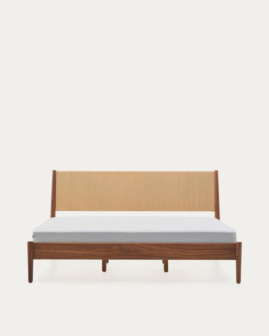 Elan veneer and solid walnut bed with cord mattress 180 x 200 cm FSC Mix Credit