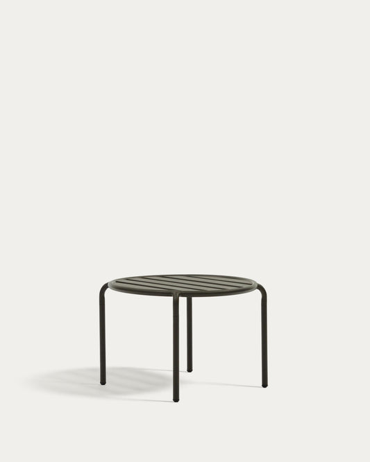 Joncols outdoor aluminum side table with green powder coating, Ø 60 cm