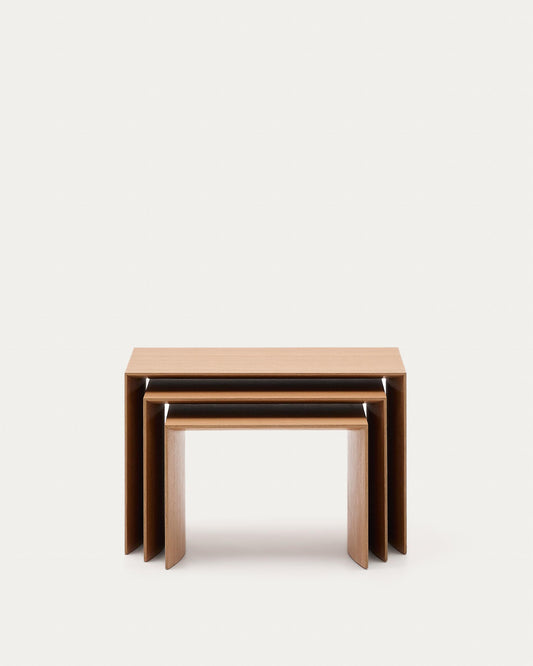 Litto set od 3 stola za gniježđenje od hrastovog furnira FSC Mix Credit 60 x 40 / 51 x 36 / 42 x 31 cm