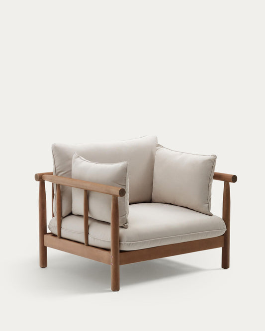 Sac armchair made of solid eucalyptus