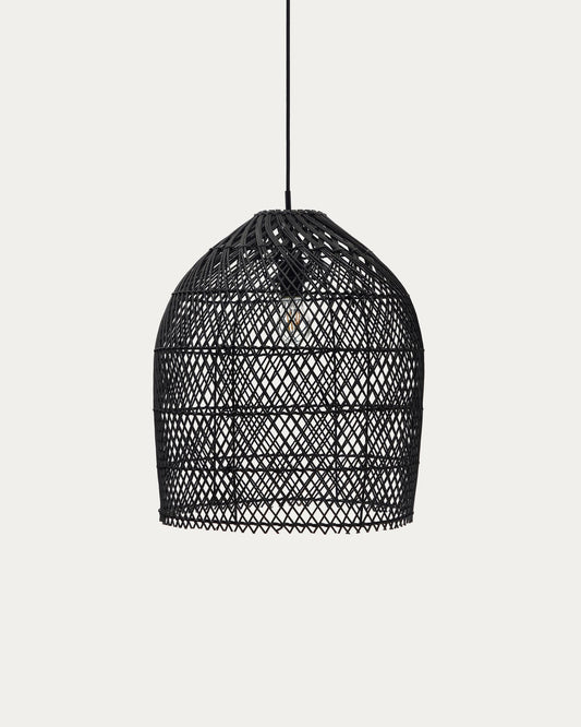 Domitila ceiling lamp made of rattan with black paint, Ø 44 cm