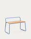 Tinn veneer bench with blue metal construction, 75 cm