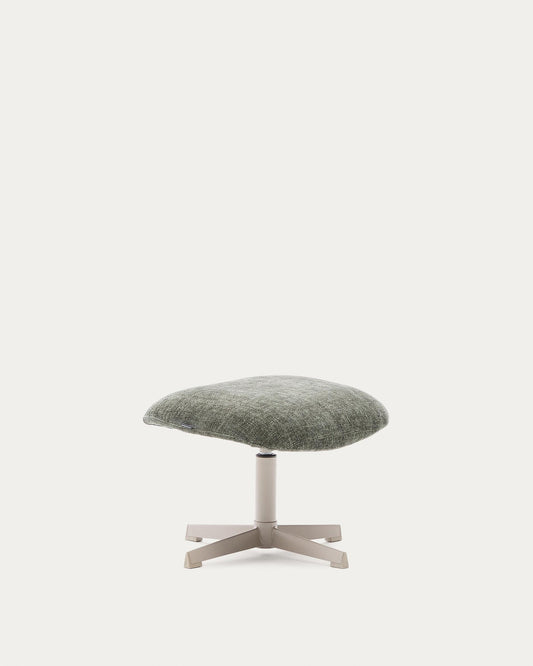 Teryl swivel footrest in green chenille and metal with a grey finish FSC™ 100%.