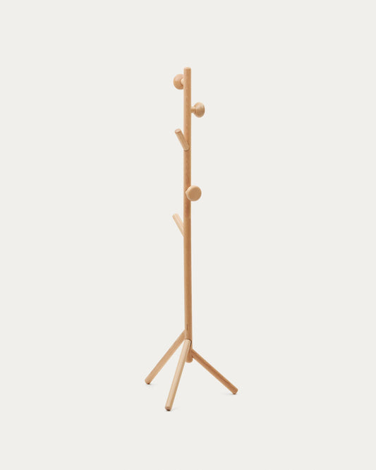 Nadue coat rack made of solid beech wood with a natural finish 170 cm