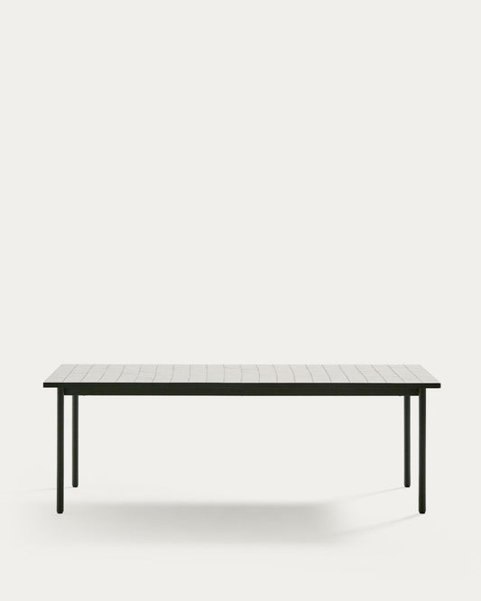 Maurina spoljni sto od zelenog pocinkovanog čelika sa ekru pločicama 223 x 101 cm