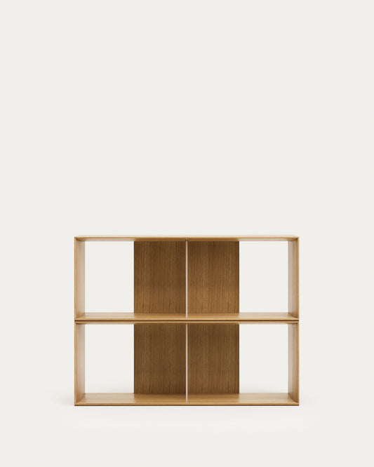 Litto set of 2 modular shelving units in oak wood veneer, 101 x 76 cm