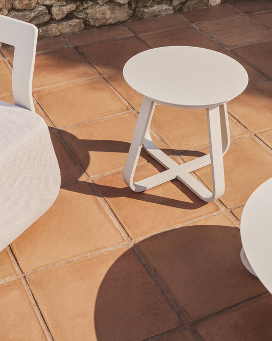 Pomoćni sto za spolja Tamaris od aluminijuma, ekru Ø48 cm