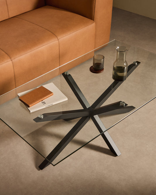 Argo coffee table with glass black legs 130 x 70 cm