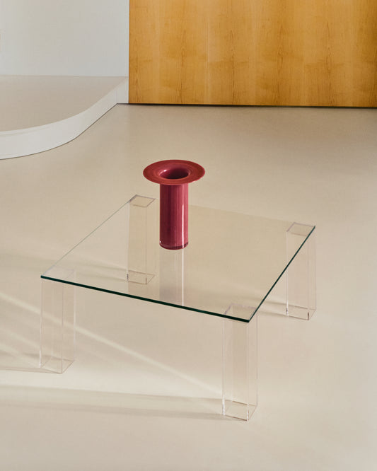 Adularia transparent tempered glass table, 85 x 85 cm