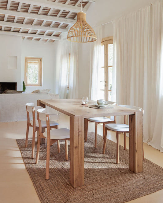 Deyanira table with oak veneer and massive oak legs 200 x 100 cm