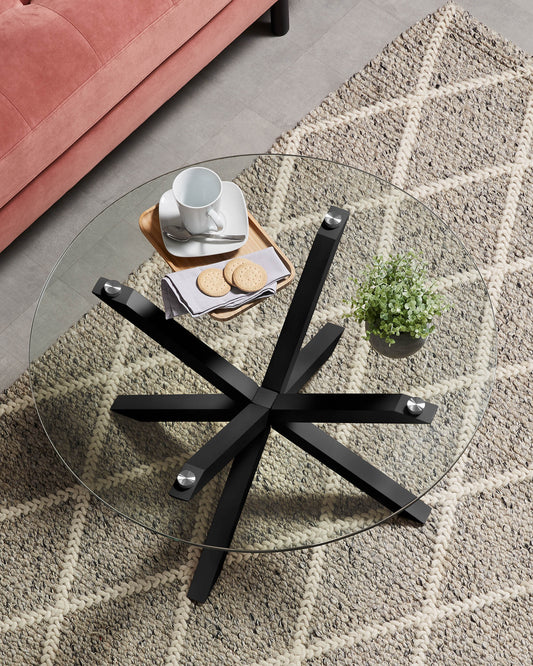 Argo table black glass Ø 82 cm