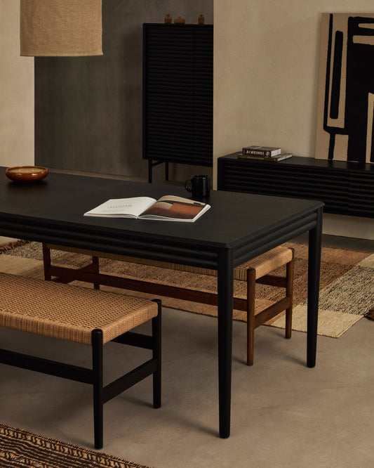 Lennon extension table in black oak veneer and solid oak 160(200)x90cm FSC Mix Credit