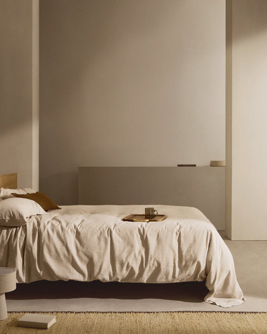 Simmel sivi, pamučni i laneni set popluna i jastučnica, krevet 180 cm