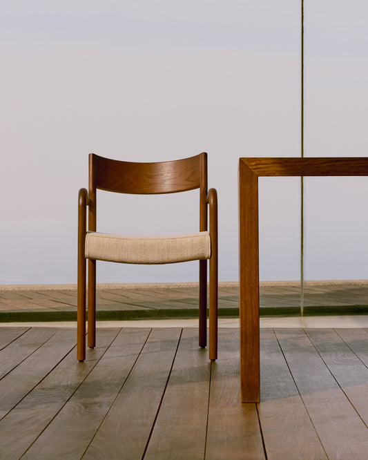 Falconera chair with removable cover in solid oak with a walnut finish FSC Mix Credit