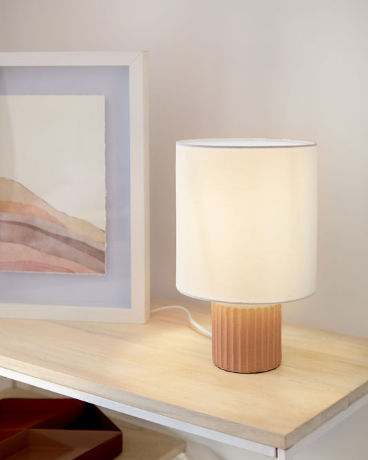 Eshe table lamp made of ceramic with terracotta and white finish