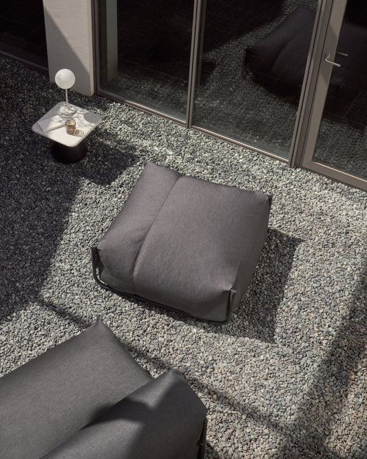 Square Modular 100% Outdoor Sofa in Dark Gray with Black Aluminum, 101 x 101 cm