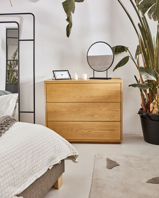 Abilen komoda od hrastovog furnira sa 3 fioke, 90 x 75 cm, FSC™ sertifikovan