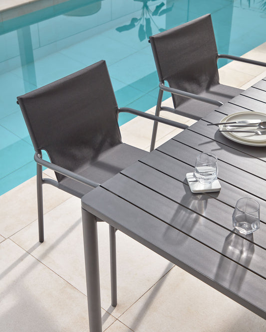 Zaltana Extendable Aluminum Outdoor Table with Matt Dark Gray Finish 180 (240) x 100 cm