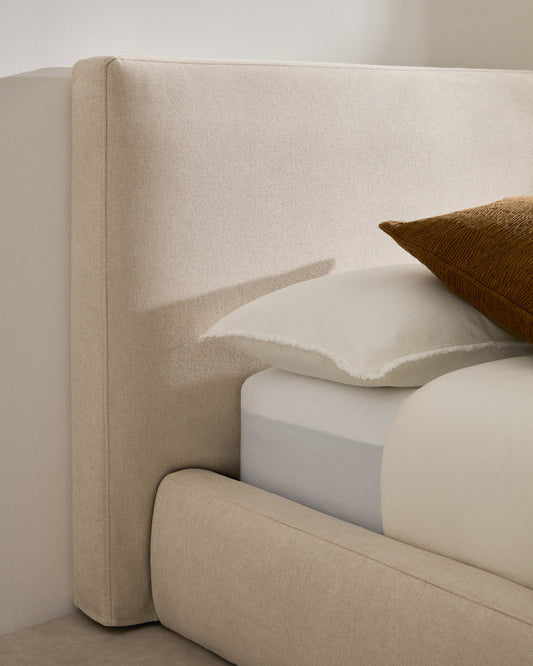 Block bed with removable covers in ecru color for mattress 90 x 200 cm FSC Mix Credit