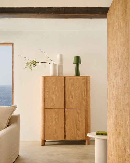 Salaya high chest of ash plywood FSC Mix Credit, 100 x 134 cm