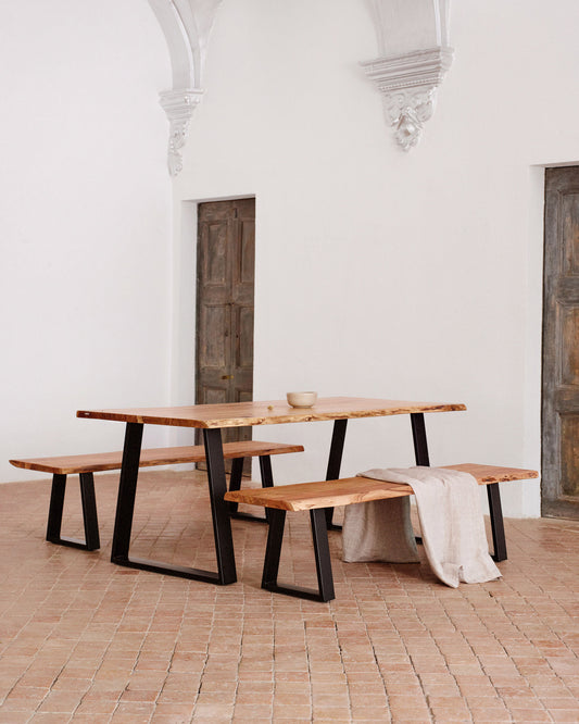 Alaia table in solid acacia wood with natural finish, 180 x 90 cm