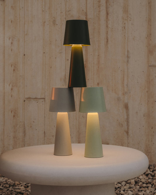 Arenys large outdoor metal table lamp in black painted finish