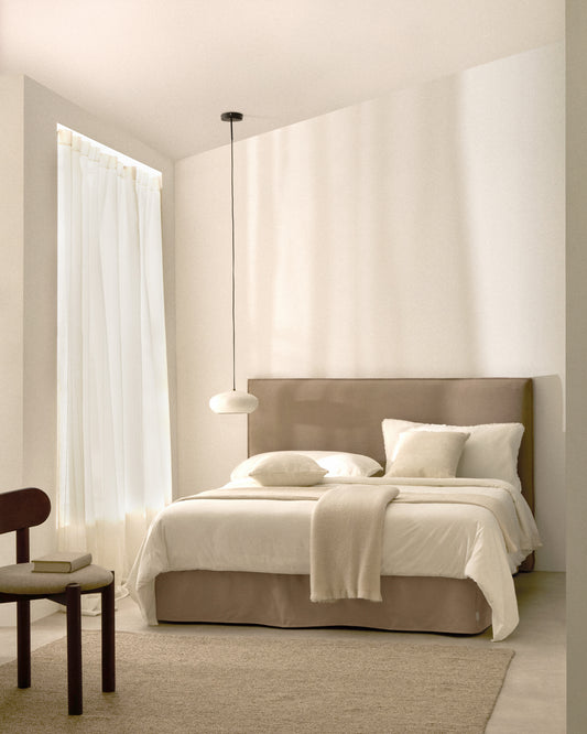 Jaira bed with removable linen and cotton cover in dark red for mattress FSC Mix Credit 180 x 200 cm