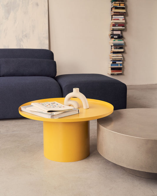 Flexa round coffee table made of mustard metal, Ø 72 cm