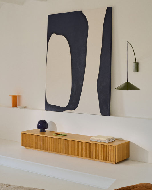 Helvine tv stand with 4 drawers in oak veneer, 200 x 30 cm FSC 100%