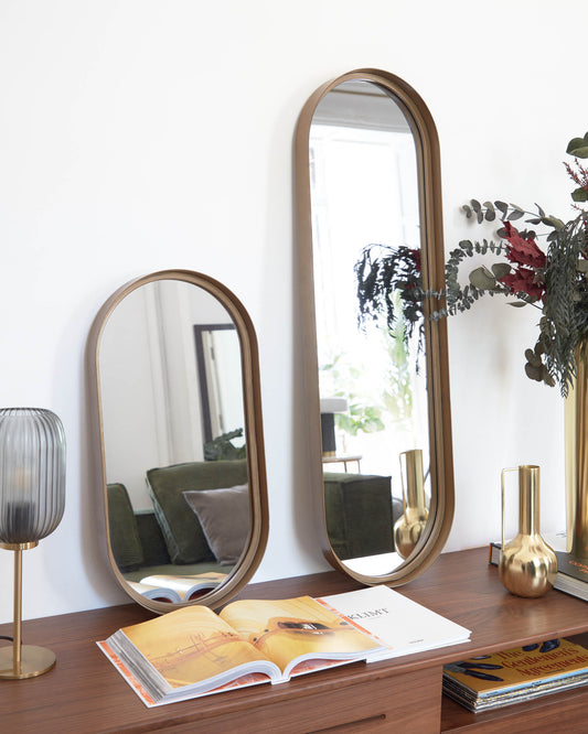 tiare gold metal wall mirror 31 x 101 cm