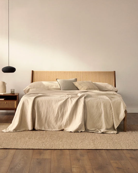 Elan veneer and solid walnut bed with cord mattress 180 x 200 cm FSC Mix Credit