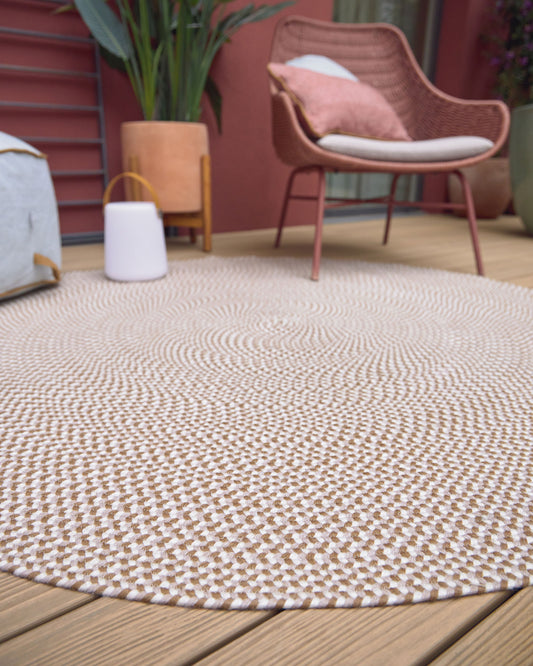 Rodhe 100% PEt round carpet in beige color, Ø 150 cm
