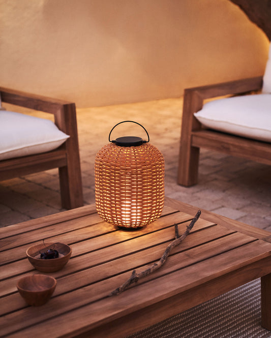 Saranella portable table lamp made of brown artificial rattan