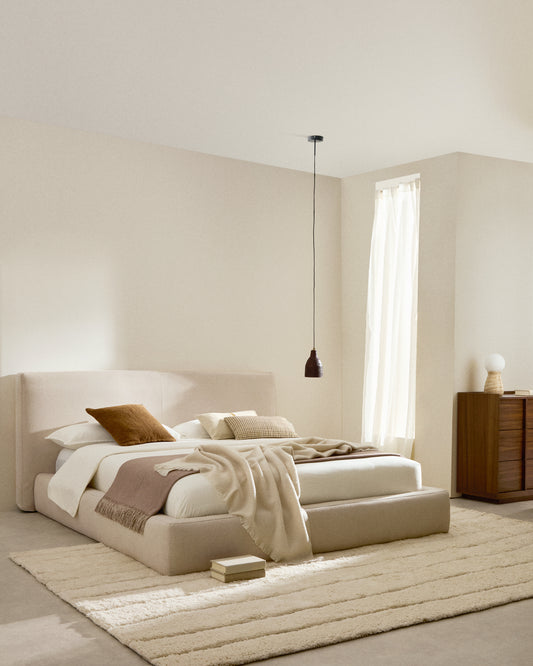 Block bed with removable covers in ecru color for mattress 180 x 200 cm FSC Mix Credit