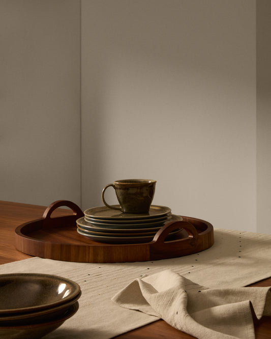 Brown ceramic dessert plate Coval