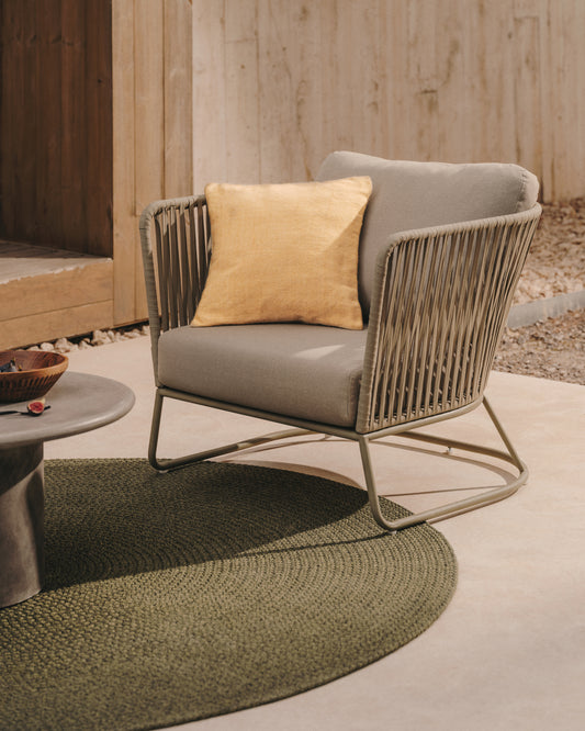 Saconca outdoor armchair made of cord and green galvanized steel