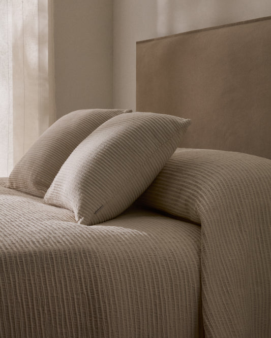 Windy ecru, 100% cotton bedspread with fantastic stripes for bed 90/135 cm