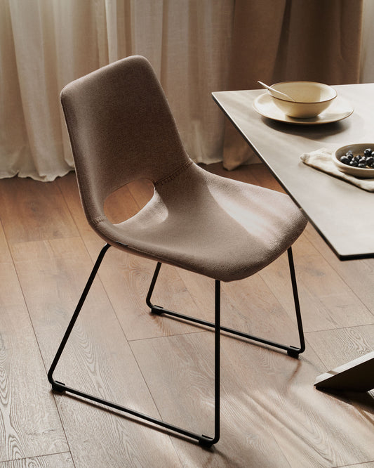 Zahara chair brown with steel legs in black color FSC 100%