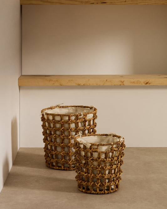 Dylam set of 2 natural fiber baskets, Ø 30 cm / Ø 38 cm