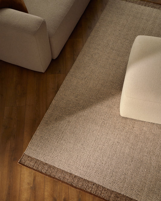 Nifelia beige wool jacquard carpet, 200 x 300 cm