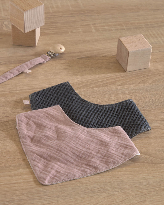 Set of two 100% organic cotton (GOtS) Marinet bandanas in pink and blue